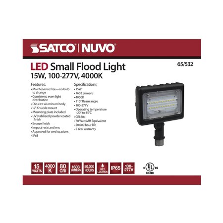 Nuvo Lighting LED Small Flood-Light - 15W - 4000K - Bronze Finish 65/532