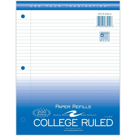 Roaring Spring Pallet of Looseleaf Filler Paper, 8.5"x11", 200 Sheets of White Paper, College Ruled, 3-Hole Punched 83910PL