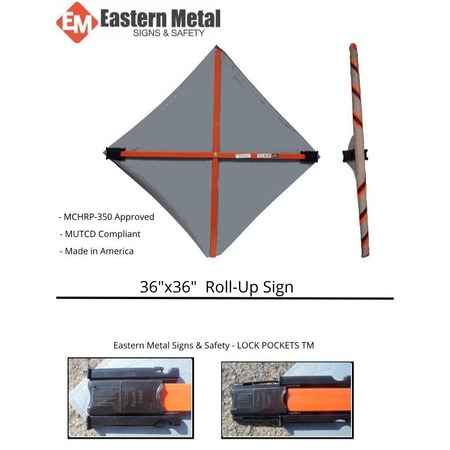 Eastern Metal Of Elmira Orange Vinyl Roll Up Sign, 36"x36", SC C-36-NRFVO-SC