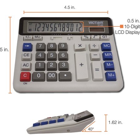 Victor Technology Desktop Calculator, Basic, 6in.Lx7-1/2in.W 2140