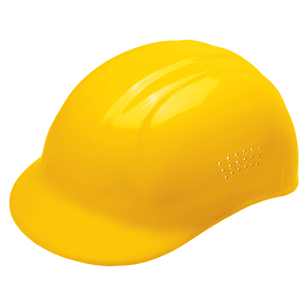 Erb Safety Bump Cap, Front Brim, Polyethylene, Pinlock Suspension, Yellow, Fits Hat Size 6-1/2 to 7-3/4 67