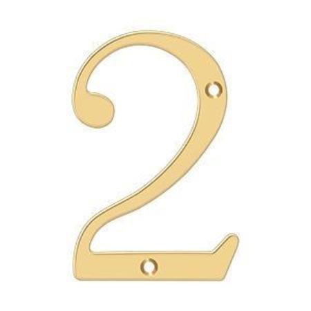 DELTANA Numbers, Solid Brass Lifetime Brass 6" RN6-2