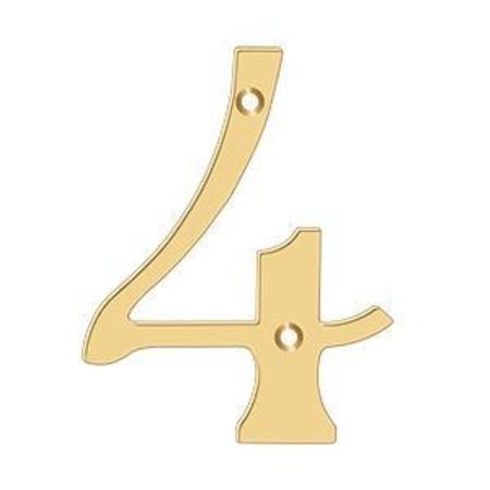 DELTANA Numbers, Solid Brass Lifetime Brass 6" RN6-4