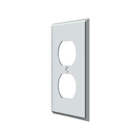 DELTANA Double Outlet Switch Plate, Number of Gangs: 1 Solid Brass, Polished Chrome Plated Finish SWP4752U26