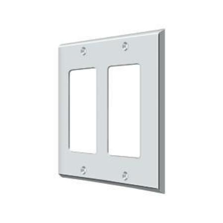 DELTANA Double Rocker Switch Plate, Number of Gangs: 2 Solid Brass, Polished Chrome Plated Finish SWP4741U26