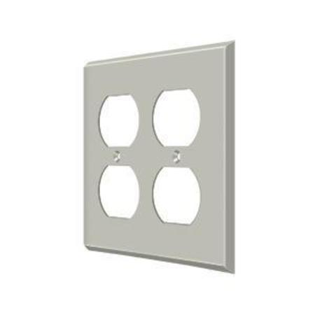 DELTANA Quadruple Outlet Switch Plate, Number of Gangs: 2 Solid Brass, Brushed Nickel Finish SWP4771U15