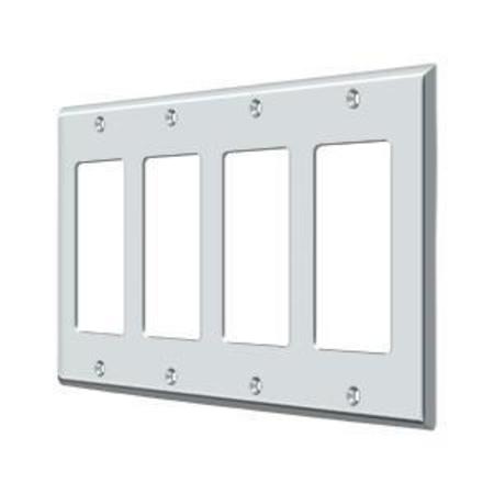 DELTANA Quadruple Rocker Switch Plate, Number of Gangs: 4 Solid Brass, Polished Chrome Plated Finish SWP4744U26