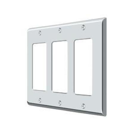 DELTANA Triple Rocker Switch Plate, Number of Gangs: 3 Solid Brass, Polished Chrome Plated Finish SWP4740U26