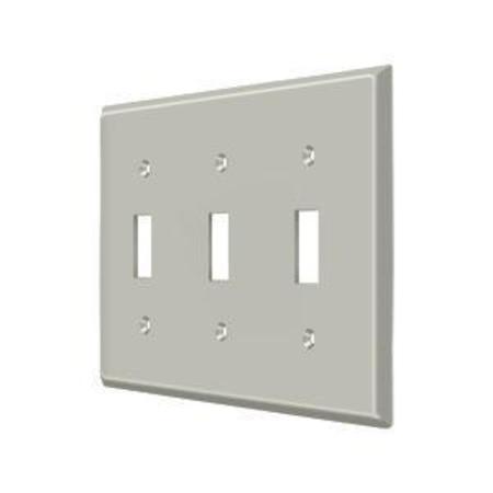 DELTANA Triple Standard Switch Plate, Number of Gangs: 3 Solid Brass, Brushed Nickel Finish SWP4763U15