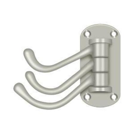 Deltana Triple Swivel Hook, Heavy Duty, 4" Projection Satin Nickel TSH40U15