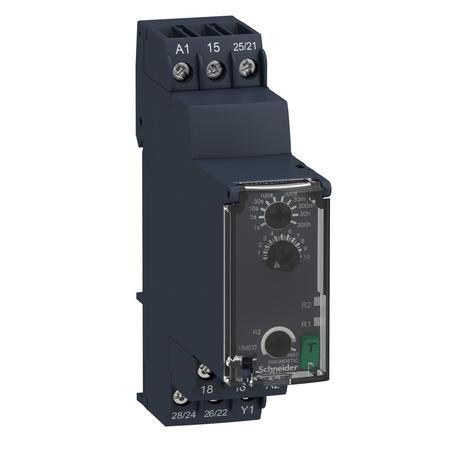 SCHNEIDER ELECTRIC Single function relay, Harmony Timer Relays, 8A, 2CO, 0.05s...300h, off delay, 24...240V AC DC RE22R2CMR