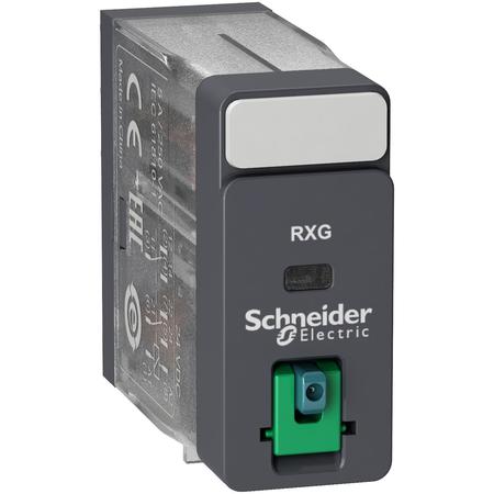 SCHNEIDER ELECTRIC Interface plug in relay, Harmony Electromechanical Relays, 5A, 2CO, lockable test but to n, 24V DC RXG21BD
