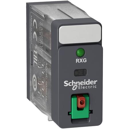 SCHNEIDER ELECTRIC Interface plug in relay, Harmony Electromechanical Relays, 5A, 2CO, with LED, lockable test but to n, 230V AC RXG22P7