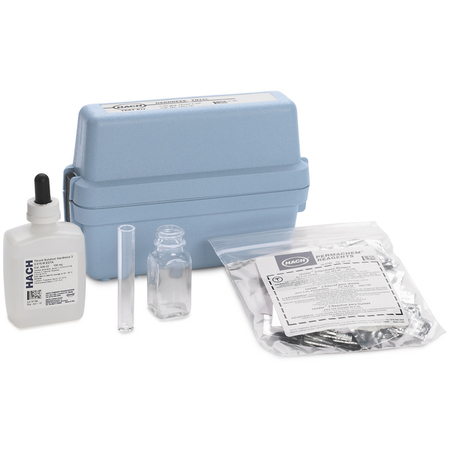 Hach Chemical Co Hach - Hardness (Total) Test Kit- Model: 5-EP MG-L - Number of Tests: 100- Platform: Digital Titrator- Case Style: B- Weight: 1.0 lbs.- Parameter: Hardness, total - As CaCO3- Method: EDTA-powder pillows- Range: 20 to 400 mg/L CaCO3 145401