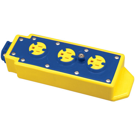 ERICSON Portable Yellow Tri-Tap Outlet Box, Nema 7000