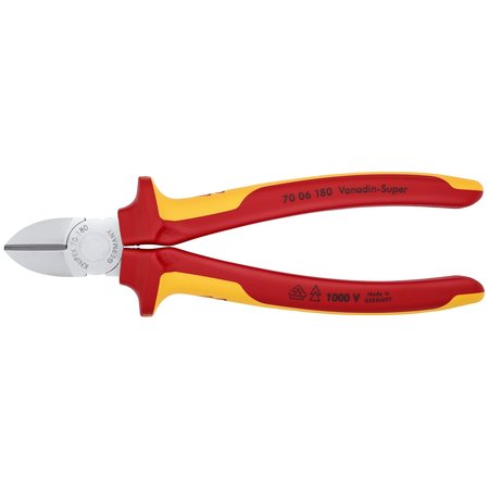 KNIPEX Diagonal Cutters, 7" Diagonal Cutters-10 70 06 180