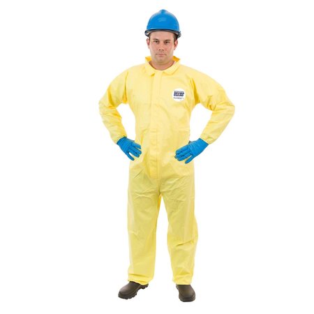 International Enviroguard Collared Chemical Resistant Coveralls, 2XL, 12 PK, Yellow, Non-Woven Laminate, Zipper 7012YS-2XL