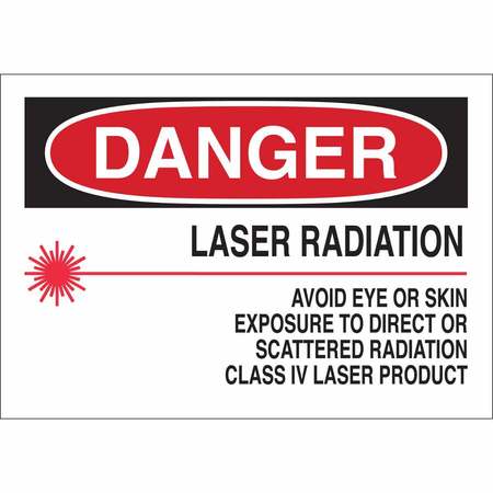 BRADY Danger Laser Sign, 7 in H, 10 in W, Plastic, Rectangle, 25260 25260