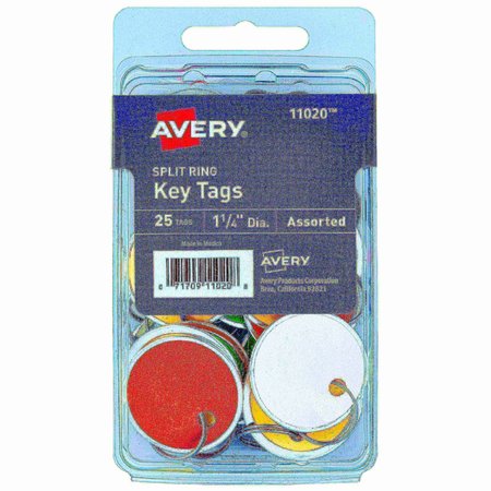 Avery Metal Rim Key Tags, 1-1/4" Diamete, PK25, 25 PK 11020