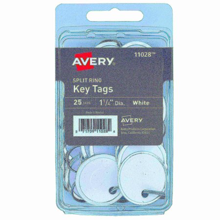 AVERY Metal Rim Key Tags, 1-1/4" Diamete, PK25 11028