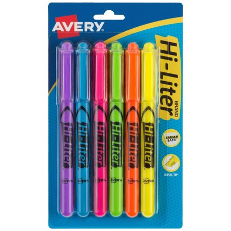 Avery Hi-Liter Pen-Style Highlighters, Sm, PK6 23585