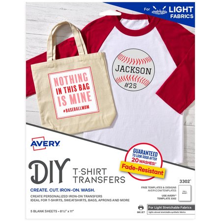 AVERY Stretchable Heat Transfer Paper for Ligh 3302