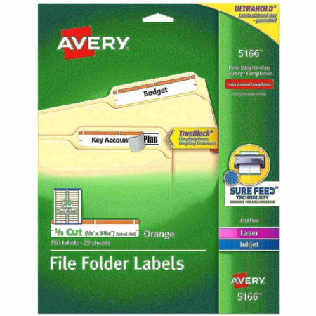 Avery TrueBlock File Folder Labels, 2/3, PK750 5166