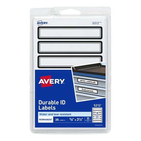 AVERY Durable ID Labels, Permanent Adhes, PK35 5212