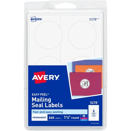 AVERY Mailing Seals, Permanent Adhesive, PK240 5278