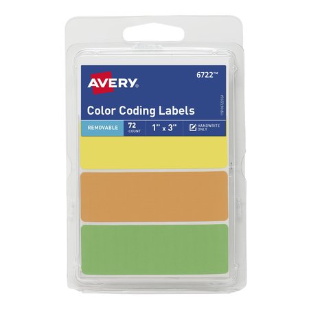 AVERY Rectangular Color Coding Labels, 1, PK72 6722