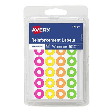 AVERY Reinforcement Labels, .25" Diamet, PK924 6750