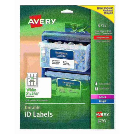 AVERY Durable Easy Peel ID Labels, Sure, PK120 6793