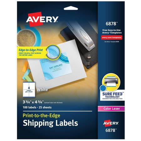 AVERY Shipping Labels with Sure Feed fo, PK100 6878