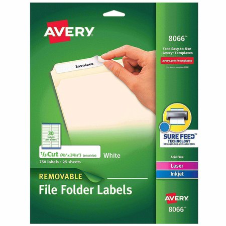 AVERY File Folder Labels with Sure Feed, PK750 8066