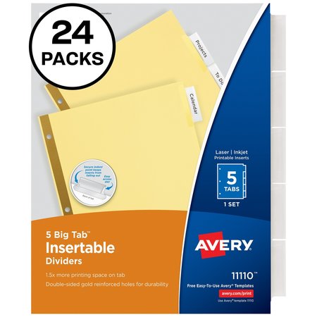 AVERY Big Tab Insertable Dividers, 5 Cle, PK24 11113