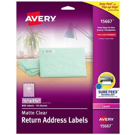 AVERY Matte Clear Return Address Labels, PK800 15667