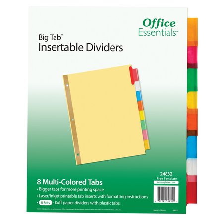 OFFICE ESSENTIALS Big Tab Insertable Dividers, Buff, PK6 24832