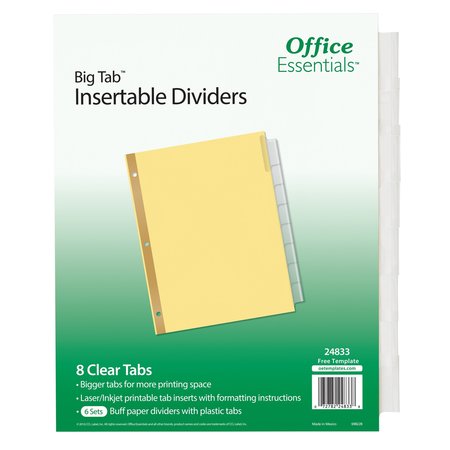 OFFICE ESSENTIALS Big Tab Insertable Dividers, Buff, PK6 24833