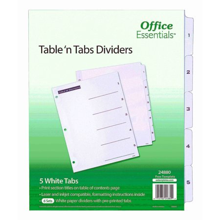 OFFICE ESSENTIALS Table n Tabs Dividers, PK6 24880