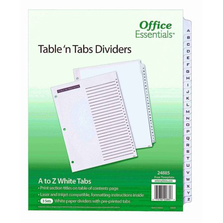 OFFICE ESSENTIALS Table n Tabs Dividers, PK3 24885