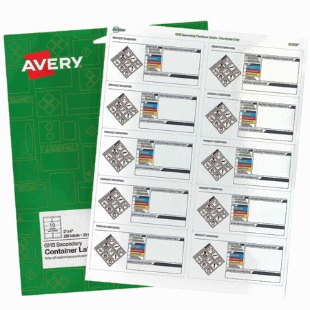 AVERY GHS Secondary Container Labels, P, PK250 61208