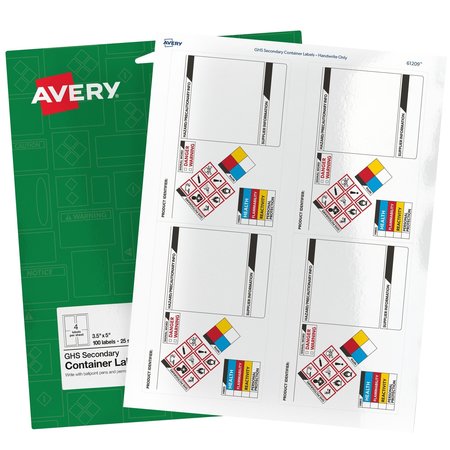AVERY GHS Secondary Container Labels, P, PK100 61209