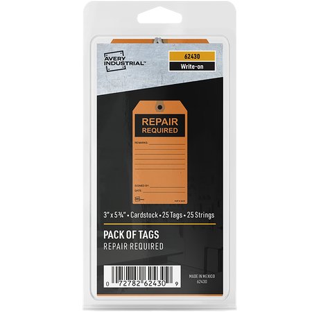 Avery Orange Repair Tags, 25 pack, PK25 62430