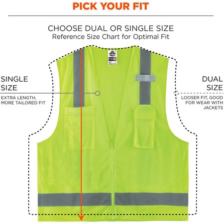 Ergodyne Economy Surveyors Vest, Lime, 4XL/5XL 8249Z
