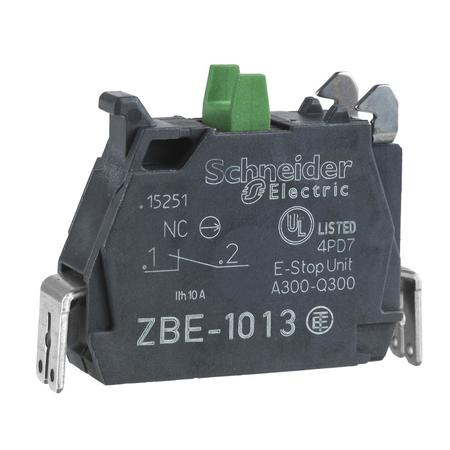 Schneider Electric Single contact block, Harmony XB4, silver alloy, faston connector, 1NO ZBE1013