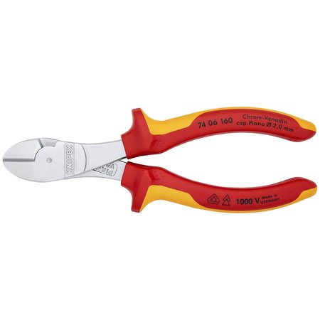 KNIPEX High Leverage Diagonal Cutters, 6 1/4 74 06 160