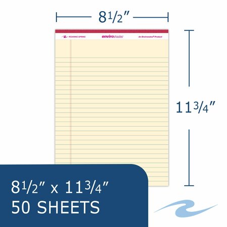 Roaring Spring Case of Enviroshades Recycled Ivory Legal Pads, 50 Sheets, 8.5" x 11", Legal Ruled, Micro-Perforated 74130cs