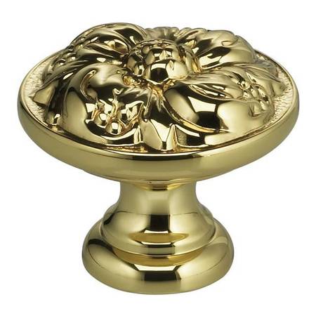 OMNIA Ornate Cabinet Knob Bright Brass 1-3/8" 7434/35.3