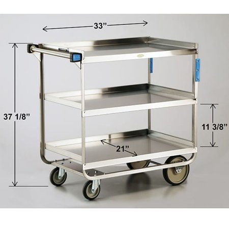 Lakeside Stainless Steel Utility Cart; 700 Lb Capacity, 3 Shelf, 21"x33" 744