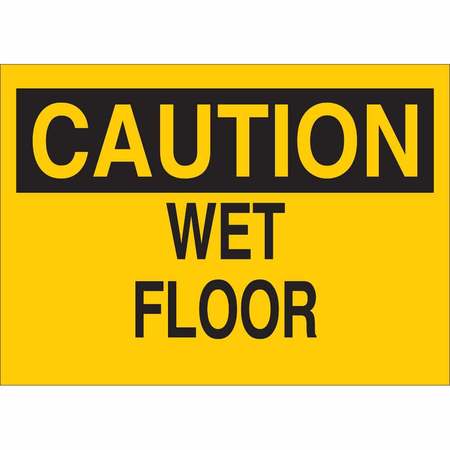 BRADY Caution Sign, 10" H, 14" W, Polyester, Rectangle, English, 85100 85100